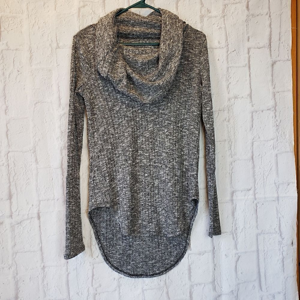 EVY'S TREE Long Cowlneck Top Gray/White/Black